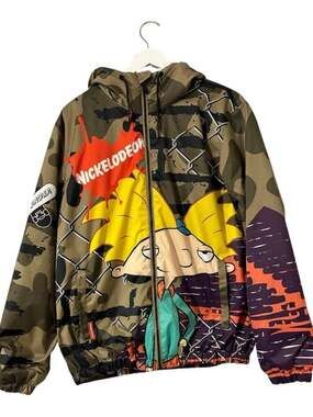 Nickelodeon Hey Arnold Camo 90's Color Block Windbreaker L Men's